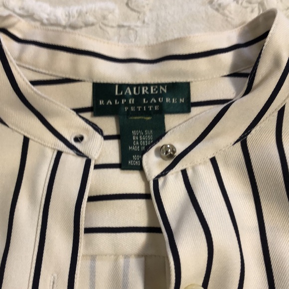 Lauren Ralph Lauren Cream and Black Striped Blouse - Picture 2 of 4